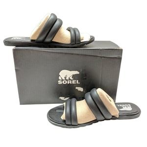 Sorel EUS II Puff Slide Women's Sandals Black Size 12 Slip-on NL6041.010 NIB